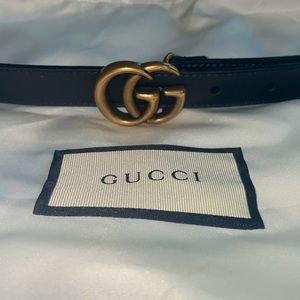 Leather belt with Double G buckle